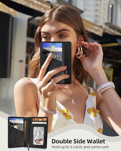 Women Wallet, Works with Apple Find My, Credit Card Holder Slim Wallet, Slim Minimalist Wallet for Women, RFID Wallet Women Front Pocket Small Leather Wallet with Zipper Coin Pocket & ID Window, Blue in Kuwait