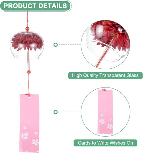 1-Pack Japanese Wind Chimes, Glass Wind Bells Handmade Pendant, Glass Hanging Wind Chimes for Outdoor/Garden/Patio/Home/Yard Decoration [Champagne] in Kuwait