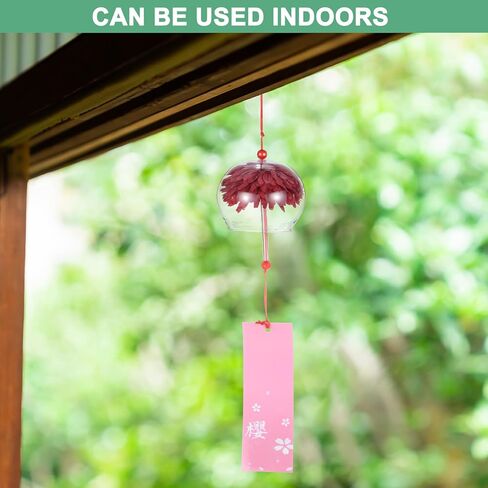 1-Pack Japanese Wind Chimes, Glass Wind Bells Handmade Pendant, Glass Hanging Wind Chimes for Outdoor/Garden/Patio/Home/Yard Decoration [Champagne] in Kuwait