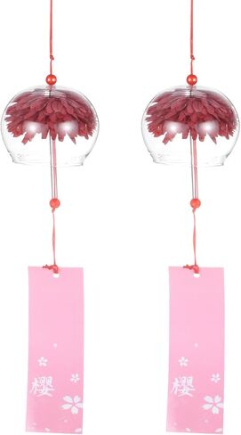 1-Pack Japanese Wind Chimes, Glass Wind Bells Handmade Pendant, Glass Hanging Wind Chimes for Outdoor/Garden/Patio/Home/Yard Decoration [Champagne] in Kuwait