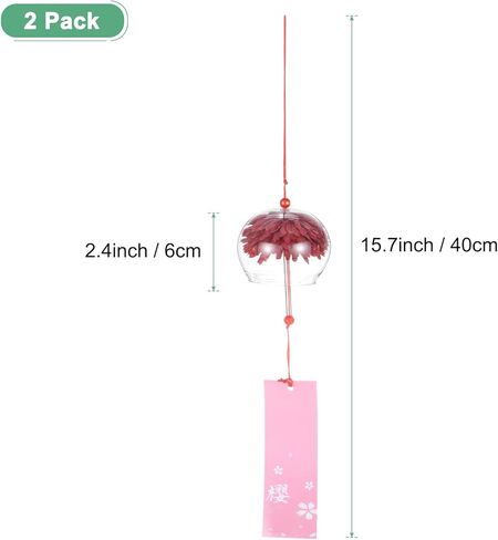 1-Pack Japanese Wind Chimes, Glass Wind Bells Handmade Pendant, Glass Hanging Wind Chimes for Outdoor/Garden/Patio/Home/Yard Decoration [Champagne] in Kuwait