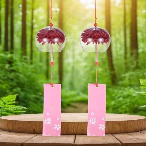 1-Pack Japanese Wind Chimes, Glass Wind Bells Handmade Pendant, Glass Hanging Wind Chimes for Outdoor/Garden/Patio/Home/Yard Decoration [Champagne] in Kuwait