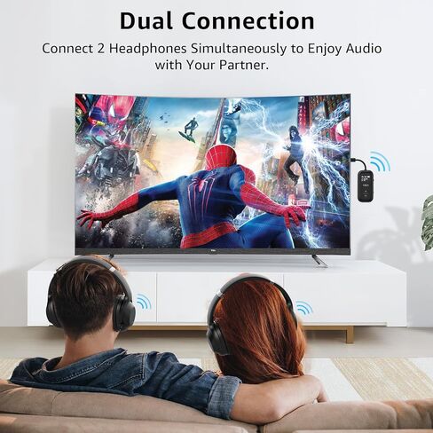 1Mii SafeFly Pro Bluetooth 5.3 Transmitter Receiver, Wireless Audio Adapter w/Screen for 2 Bluetooth Headphones, AptX LL/HD/AD, Use with Any 3.5MM Jack on Airplane, TV & iPad/Tablet in Kuwait