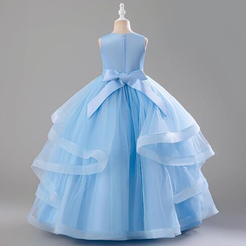 IDOPIP Sequin Flower Girl Dress for Wedding Pageant Tulle Ball Gown Prom Kids Princess Birthday Party Bridesmaid Maxi Dresses in Saudi Arabia