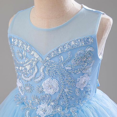 IDOPIP Sequin Flower Girl Dress for Wedding Pageant Tulle Ball Gown Prom Kids Princess Birthday Party Bridesmaid Maxi Dresses in Saudi Arabia