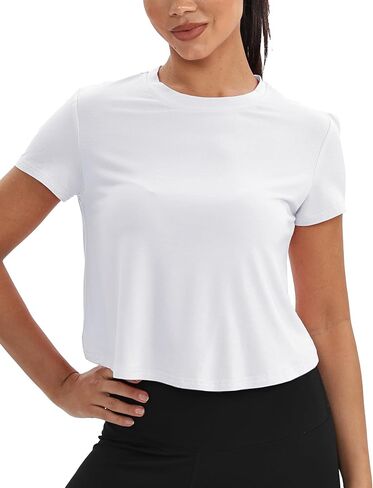 Mippo Workout Tops for Women Short Sleeve Yoga Shirts Athletic Gym Running Crop Top Loose Fit in Saudi Arabia