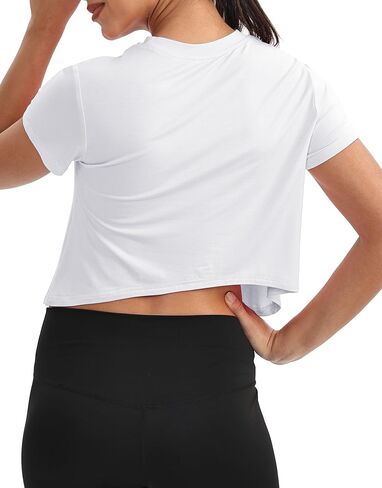 Mippo Workout Tops for Women Short Sleeve Yoga Shirts Athletic Gym Running Crop Top Loose Fit in Saudi Arabia