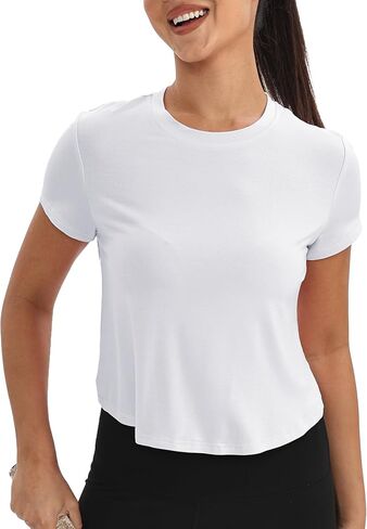 Mippo Workout Tops for Women Short Sleeve Yoga Shirts Athletic Gym Running Crop Top Loose Fit in Saudi Arabia
