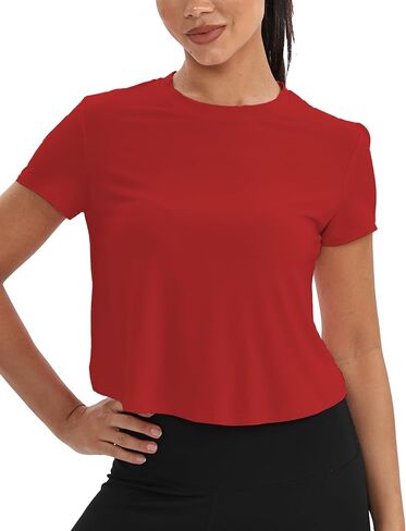 Mippo Workout Tops for Women Short Sleeve Yoga Shirts Athletic Gym Running Crop Top Loose Fit in Saudi Arabia