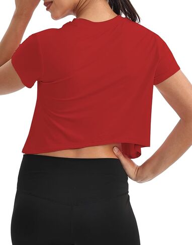 Mippo Workout Tops for Women Short Sleeve Yoga Shirts Athletic Gym Running Crop Top Loose Fit in Saudi Arabia