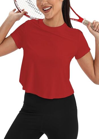 Mippo Workout Tops for Women Short Sleeve Yoga Shirts Athletic Gym Running Crop Top Loose Fit in Saudi Arabia