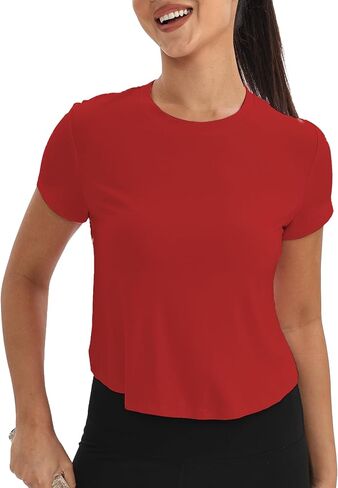 Mippo Workout Tops for Women Short Sleeve Yoga Shirts Athletic Gym Running Crop Top Loose Fit in Saudi Arabia