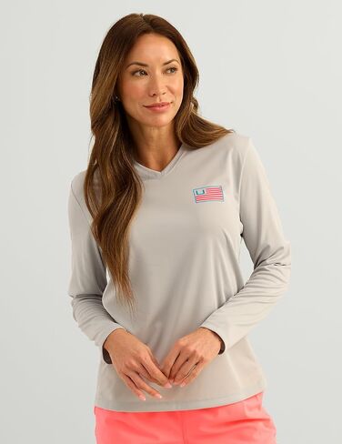 HUK Women's Pursuit Patterned Crew Long Sleeve Shirt in Kuwait