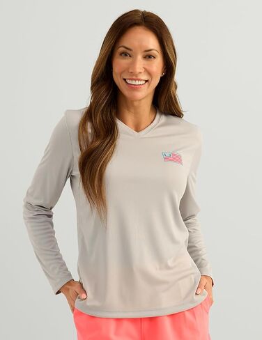 HUK Women's Pursuit Patterned Crew Long Sleeve Shirt in Kuwait