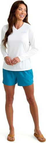 HUK Women's Pursuit Patterned Crew Long Sleeve Shirt in Kuwait
