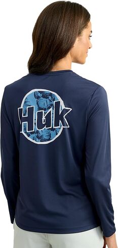 HUK Women's Pursuit Patterned Crew Long Sleeve Shirt in Kuwait