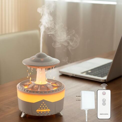 Essential Oil Diffuser 350ML UFO Raindrop Aromatherapy Diffuser Cool Mist Humidifier with 7 Colors LED Lights,Remote Control,Plug in for Bedroom,Office (White) in Saudi Arabia