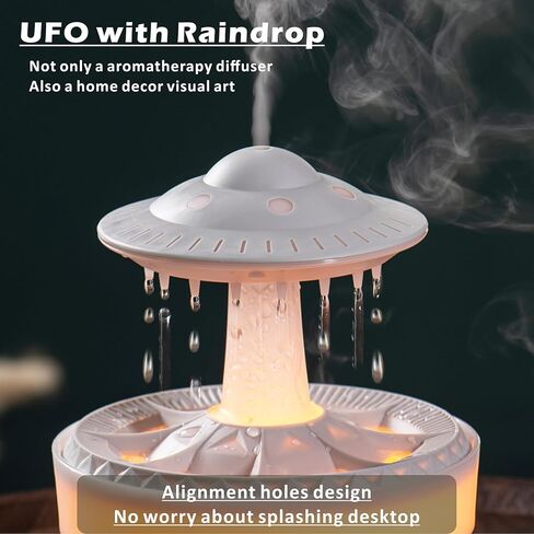 Essential Oil Diffuser 350ML UFO Raindrop Aromatherapy Diffuser Cool Mist Humidifier with 7 Colors LED Lights,Remote Control,Plug in for Bedroom,Office (White) in Saudi Arabia