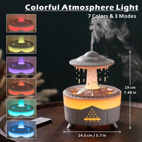 Essential Oil Diffuser 350ML UFO Raindrop Aromatherapy Diffuser Cool Mist Humidifier with 7 Colors LED Lights,Remote Control,Plug in for Bedroom,Office (White) in Saudi Arabia