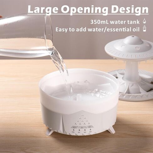 Essential Oil Diffuser 350ML UFO Raindrop Aromatherapy Diffuser Cool Mist Humidifier with 7 Colors LED Lights,Remote Control,Plug in for Bedroom,Office (White) in Saudi Arabia