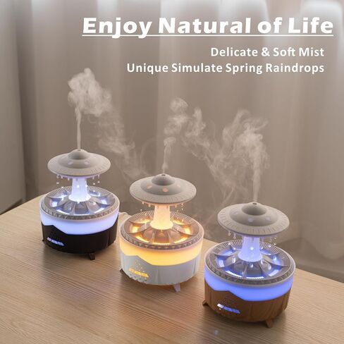 Essential Oil Diffuser 350ML UFO Raindrop Aromatherapy Diffuser Cool Mist Humidifier with 7 Colors LED Lights,Remote Control,Plug in for Bedroom,Office (White) in Saudi Arabia