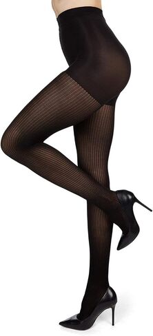 MeMoi Women's Fine Ribbed Opaque Nylon Tights in Saudi Arabia