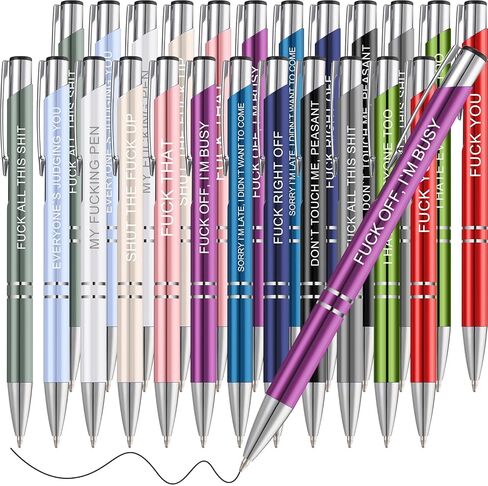 24 Snarky Office Pens Funny Ballpoint Pens Black Ink Pens Work Sucks Pen Set Insulting Complaining Quotes Pen Negative Passive Pens for Colleague Coworker Gifts, Vibrant Color in Kuwait