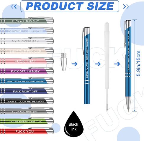24 Snarky Office Pens Funny Ballpoint Pens Black Ink Pens Work Sucks Pen Set Insulting Complaining Quotes Pen Negative Passive Pens for Colleague Coworker Gifts, Vibrant Color in Kuwait