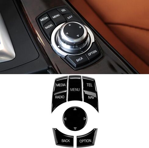 Car Interior Console iDrive Multimedia Control Button Replacement Cover For BMW F chassis 1 2 3 4 5 6 7 Series X1 X3 X4 X5 X6 F20 F22 F30 F32 F34 F10 F02 F25 F26 F15 F16 (6PCS NAV-MEDIA Piano black) in Saudi Arabia
