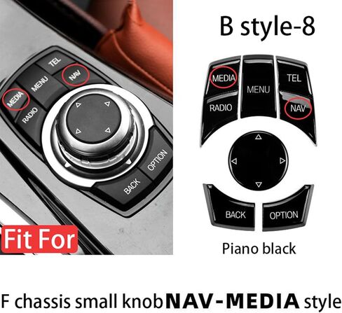 Car Interior Console iDrive Multimedia Control Button Replacement Cover For BMW F chassis 1 2 3 4 5 6 7 Series X1 X3 X4 X5 X6 F20 F22 F30 F32 F34 F10 F02 F25 F26 F15 F16 (6PCS NAV-MEDIA Piano black) in Saudi Arabia