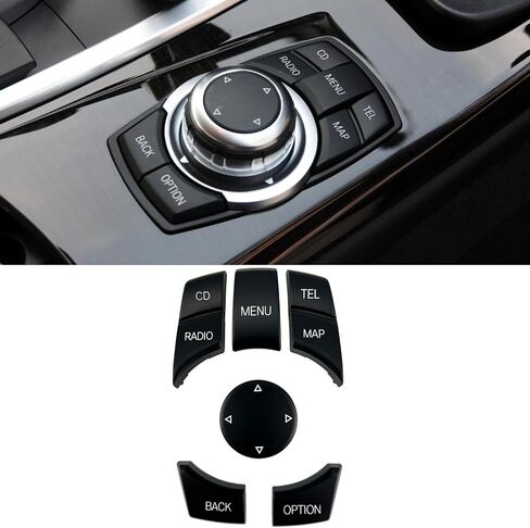 Car Interior Console iDrive Multimedia Control Button Replacement Cover For BMW F chassis 1 2 3 4 5 6 7 Series X1 X3 X4 X5 X6 F20 F22 F30 F32 F34 F10 F02 F25 F26 F15 F16 (6PCS NAV-MEDIA Piano black) in Saudi Arabia