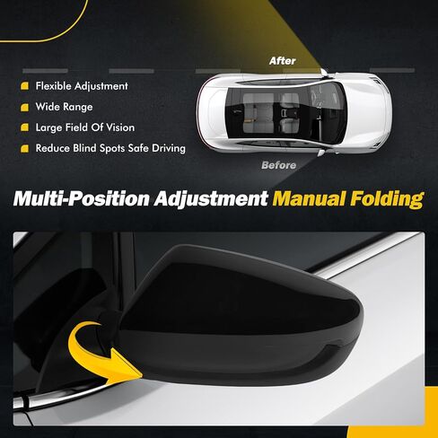 Side Mirror Compatible with Kia Forte 2017 2018 SX/S/EX/LX Door Mirror Assembly w/Heated/Manual Folding/Power glass,Replace KI1320213(Left Driver /5pins) in Saudi Arabia