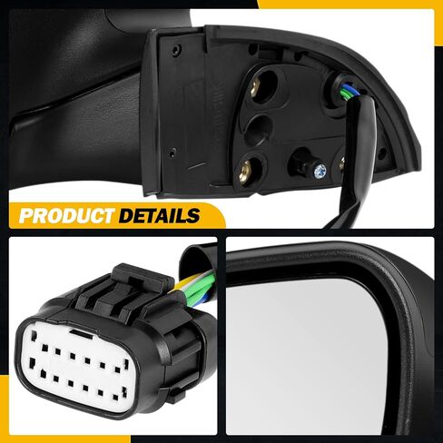 Side Mirror Compatible with Kia Forte 2017 2018 SX/S/EX/LX Door Mirror Assembly w/Heated/Manual Folding/Power glass,Replace KI1320213(Left Driver /5pins) in Saudi Arabia