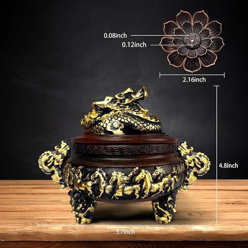 موقد البخور ، موقد راتنجات التنين ، موقد البخور مع غطاء وملحقات الوقوف ، مناسبة للاستخدام الداخلي والخارجي ، فكرة هدية Housewarming ، ديكور Feng Shui Home (أحمر) in Kuwait