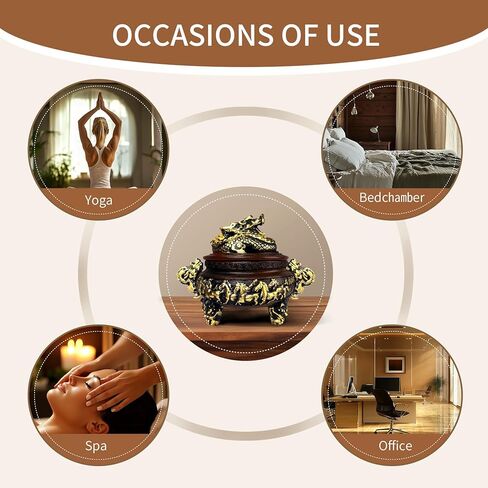 موقد البخور ، موقد راتنجات التنين ، موقد البخور مع غطاء وملحقات الوقوف ، مناسبة للاستخدام الداخلي والخارجي ، فكرة هدية Housewarming ، ديكور Feng Shui Home (أحمر) in Kuwait