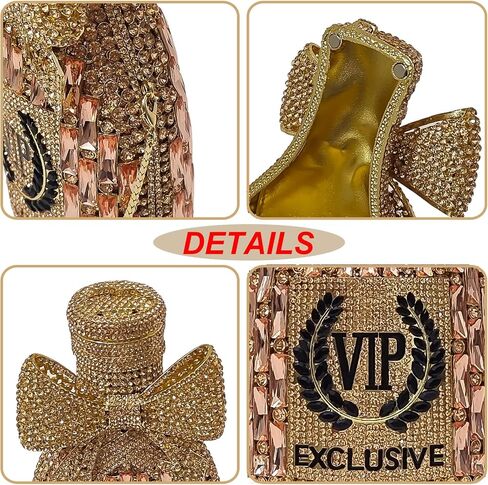 Novelty Champagne Bottle Evening Bag Rhinestone Clutch with Bowknot Women Purse Party Cocktail Crystal Handbag in Saudi Arabia