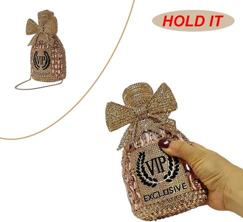 Novelty Champagne Bottle Evening Bag Rhinestone Clutch with Bowknot Women Purse Party Cocktail Crystal Handbag in Saudi Arabia