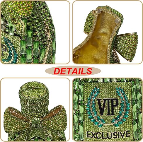 Novelty Champagne Bottle Evening Bag Rhinestone Clutch with Bowknot Women Purse Party Cocktail Crystal Handbag in Saudi Arabia