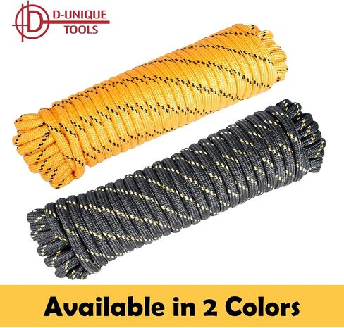 DT-Rope 1/2 in x 100 ft High-Strength Nylon Braided Rope - Heavy Duty Utility Cord for Camping, Hiking, Boating & Outdoor Use (Black-Multicolor) in Saudi Arabia