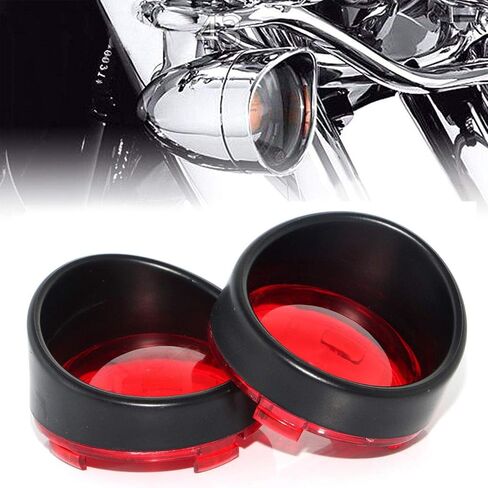 Zytc Red Turn Light Lens Lens Cover Lenses Ring Black Visor Ring for Harley Dyna Street Glide Road King in Kuwait