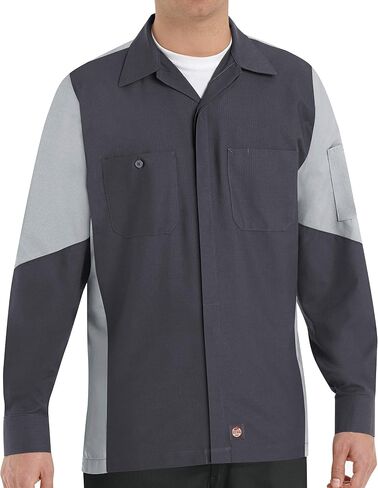 Red Kap Men's Long Sleeve Two-Tone Crew Shirt in Kuwait