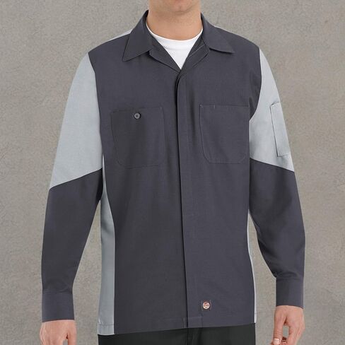 Red Kap Men's Long Sleeve Two-Tone Crew Shirt in Kuwait