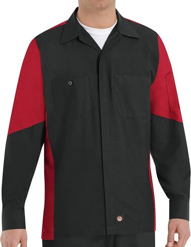 Red Kap Men's Long Sleeve Two-Tone Crew Shirt in Kuwait