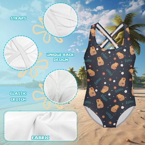 One Piece Swimsuit for Girls Kids Quick Dry Bathing Suit with Crossback Strap Summer Beach Swimwear Size 5T-14 in Saudi Arabia