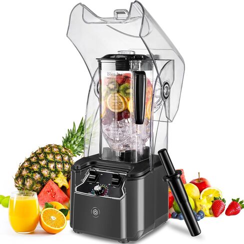 Commercial Blender for Smoothies 2200W With Cover, 2200 ML, 15 Speeds, 6-leaves Stainless Steel Blade, Heavy Duty Blender for Restaurant, Kitchen, Smoothie, Puree, Ice Crush, Shakes in Saudi Arabia