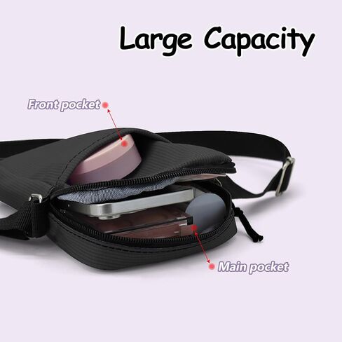 Small Sling Bag for Women Men, Fashion Canvas Crossbody Bag Travel Shoulder Bag Chest Bag with Adjustable Strap (Black) in Saudi Arabia