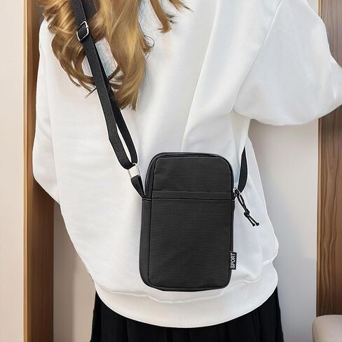 Small Sling Bag for Women Men, Fashion Canvas Crossbody Bag Travel Shoulder Bag Chest Bag with Adjustable Strap (Black) in Saudi Arabia