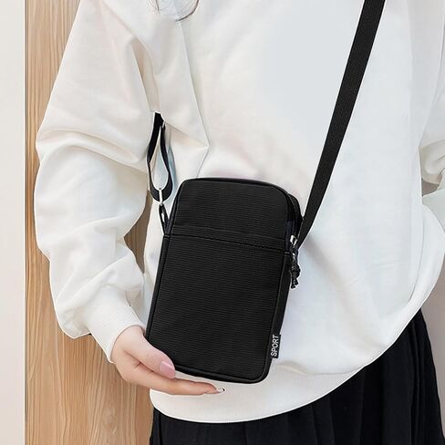 Small Sling Bag for Women Men, Fashion Canvas Crossbody Bag Travel Shoulder Bag Chest Bag with Adjustable Strap (Black) in Saudi Arabia