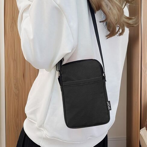 Small Sling Bag for Women Men, Fashion Canvas Crossbody Bag Travel Shoulder Bag Chest Bag with Adjustable Strap (Black) in Saudi Arabia