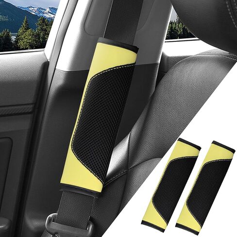 2 Pack Leather Mesh Universal Seatbelt Shoulder Strap Protector,Car Seat Belt Pads Cover, Soft Harness Pad Safety Belt Cover for Comfortable Driving, Car Interior Accessories (Green) in Saudi Arabia